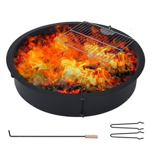 Smokeless Fire Pit, Round Wood Burning Fire Pits, Heavy Duty Firepits with Poker for Backyard, Bonfire, Outdoor 2.5mm Thickness Steel Black - 1 of 4