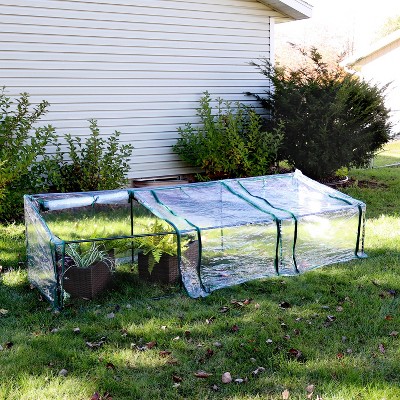 Clear PVC Mini Cloche Greenhouse with Zippered Doors