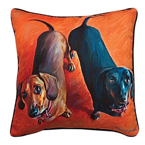 Manual Woodworkers & Weavers Cute Dachshund Outdoor Pillow – 18" Weather-Resistant Dog Decor - 1 of 3