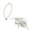 Adornia Tarnish Resistant 14k Gold Plated Heart Paper Clip Chain Necklace pink - 2 of 2