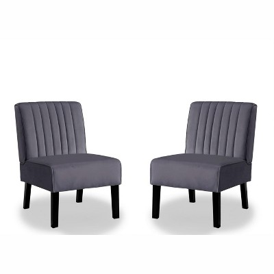 Grungis Velvet  Accent Chair with Minimalist Design,29.5"W Armless Chairs with Solid Wood Legs for Bedroom,Reading Room,2PC