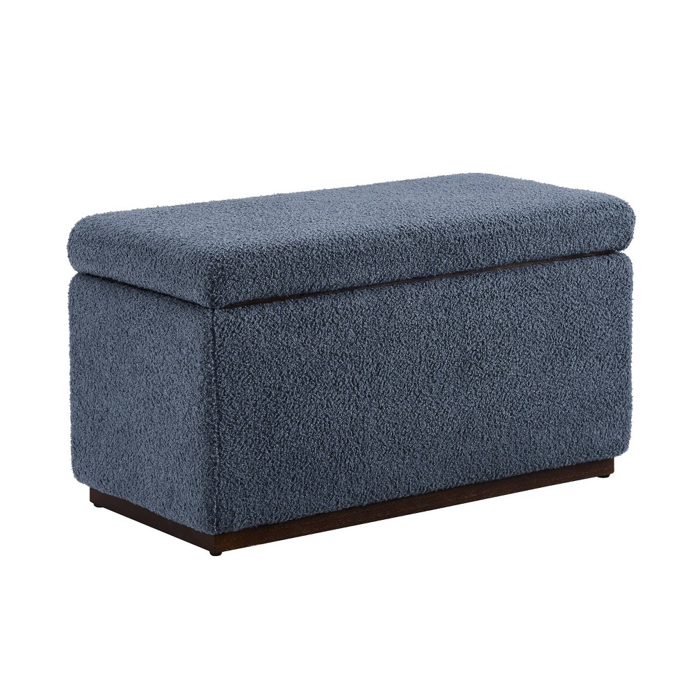 Photos - Pouffe / Bench Linon 32" Lucinda Transitional Rectangle Wood & Boucle Upholstered Storage Ottom 