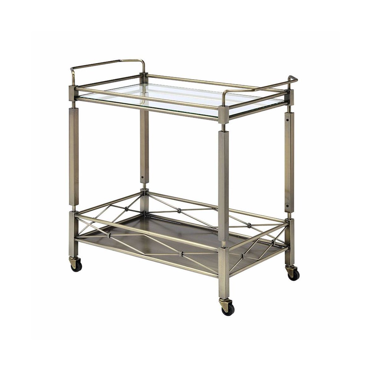 Acme Furniture Bar Serving Cart - Clear/Rustic - thumbnail 7