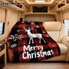 Lomsoe Christmas Reindeer Plaid Snowflakes Flannel Blanket with Festive Red & Black Checkered Pattern, Holiday Gift for Christmas. - 3 of 4