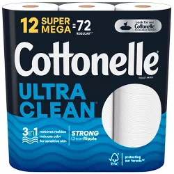 Cottonelle Ultra CleanCare Toilet Paper - 12 Super Mega Rolls