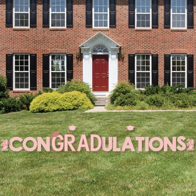 Big Dot of Happiness Rose Gold Grad - Yard Sign Outdoor Lawn Decorations - 2022 Graduation Party Yard Signs - ConGRADulations