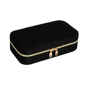 Household Essentials Fabric Travel Jewelry Organizer Box Black: Rectangle Decorative Box, Cardboard, 7.09" x 3.94" x 1.97" - 1 of 4