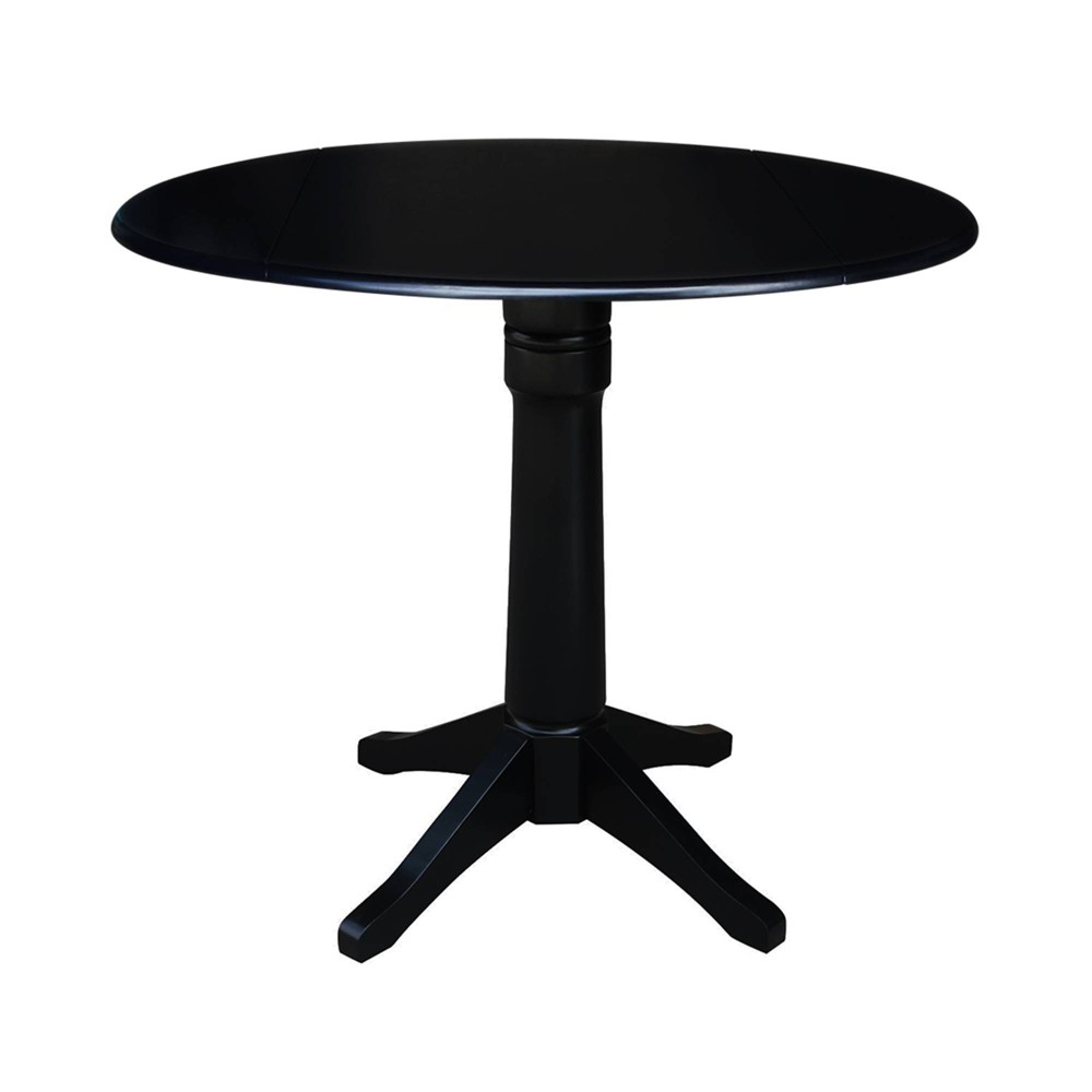 Photos - Garden & Outdoor Decoration 36.3" Sandon Round Pedestal Dual Drop Leaf Dining Table Black - Internatio