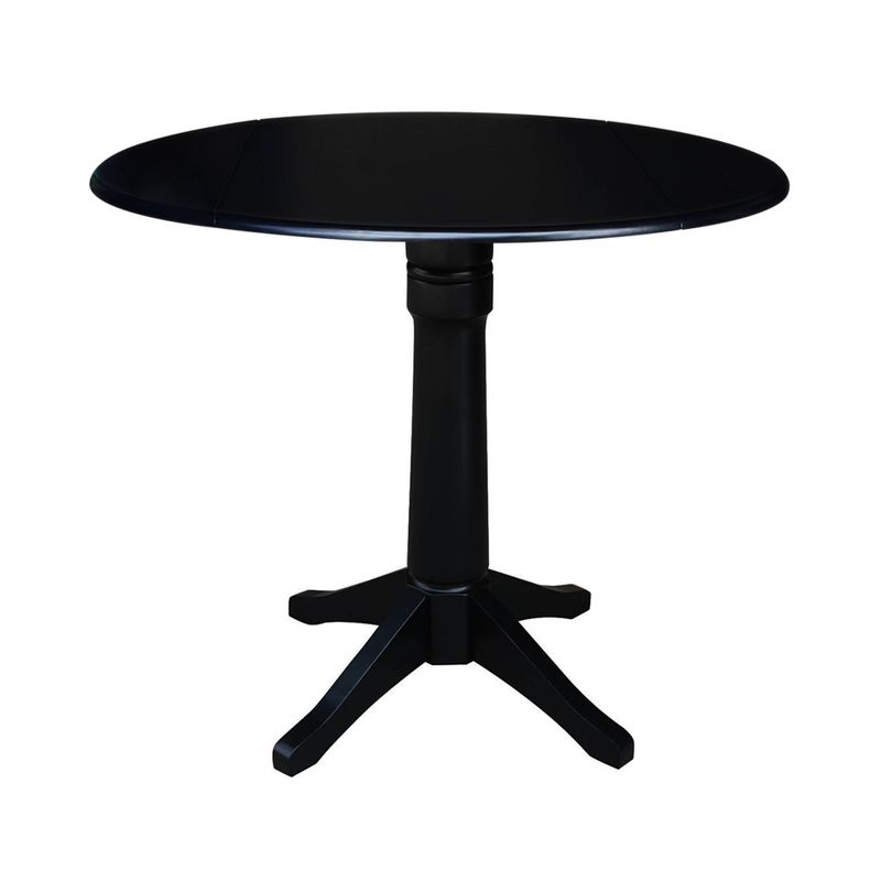 Sandon Round Dual Drop Leaf Pedestal Table Black - International Concepts, 1 of 10