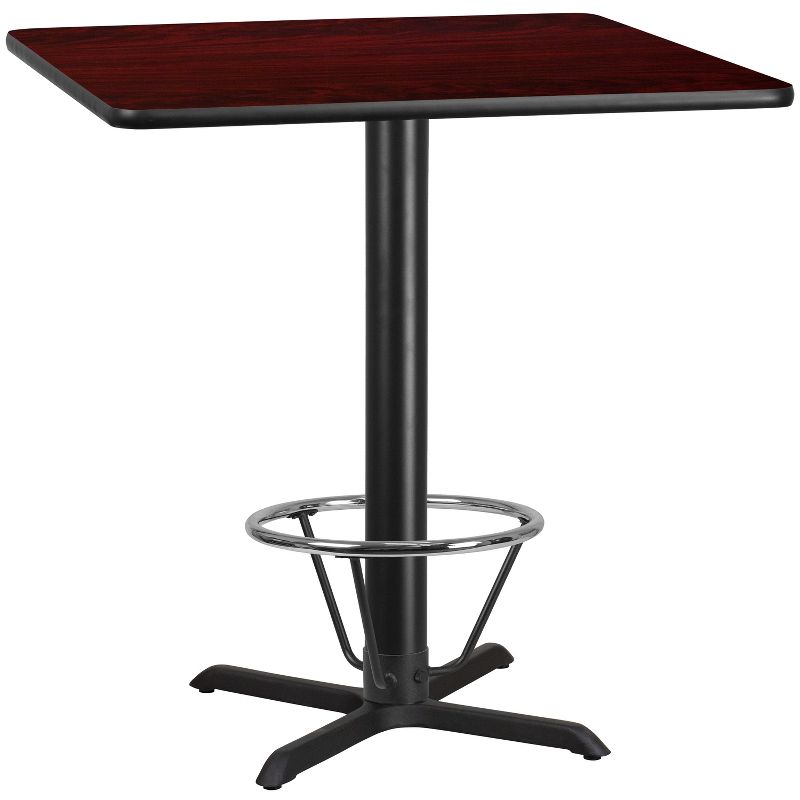 Flash Furniture 42'' Square Laminate Table Top with 33'' x 33'' Bar Height Table Base and Foot Ring, 1 of 2