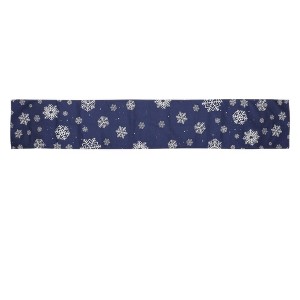 Unique Bargains Christmas Table Runner Navy Blue White 72"x13" 1 Pc - 1 of 4