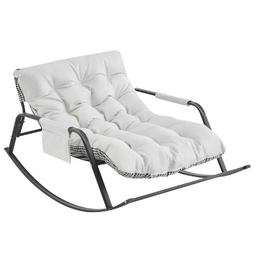 Rocking Chair with Extra-Wide Technical leather Upholstered Gliding Chair Boucle Reclining Chair