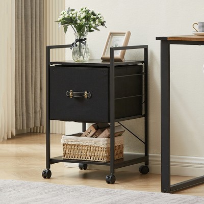 VECELO Rolling File Cabinet, Mobile Printer Stand with 1-Drawer and Open Storage Shelf