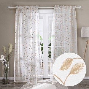 Deconovo Sheer Embroidered Floral Curtains Pair (2 Panel) - 1 of 4