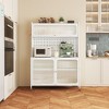 Kitchen Pantry Cabinet with Glass Doors & Adjustable Shelves, Tall Storage Cupboard with Hooks for Kitchen, Living Room & Dining Room - 4 of 4