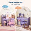 Kids Vanity with Mirror, 2 in 1 Princess Vanity Set Toddler Vanity Table & Chair Set with Open Bookshelf, Storage Cabinet & Shelves for Girls - 3 of 4