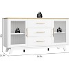 COZONY Modern Sideboard Buffet Cabinet with Fluted Glass Doors and 3 Drawers, Adjustable Shelf, Dining Room or Living Room Console - 2 of 4