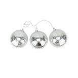 Penn Set of 3 Lighted Silver Mercury Glass Finish Ball Christmas Ornaments - Clear Lights