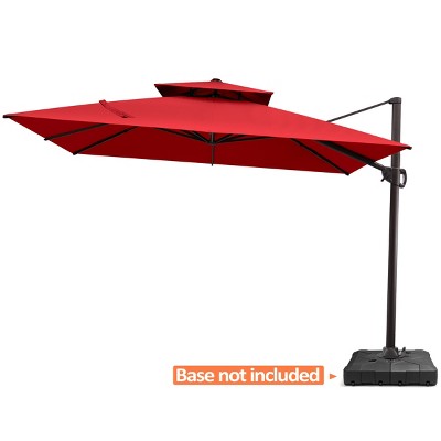 Pellebant 11 x 11 FT Outdoor Patio Cantilever Umbrella with Crank and 360 Degrees Rotation