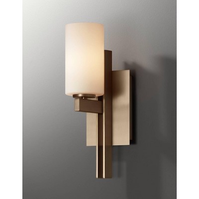 Burnished Brass Wall Sconce with Frosted Glass Shade