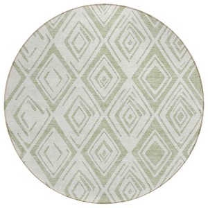 Artichoke Green And Ivory Geometric Washable Indoor Outdoor Area Rug - 1 of 4