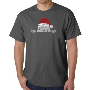 LA Pop Art Christmas Peeking Dog - Men's Word Art T-Shirt - 1 of 4