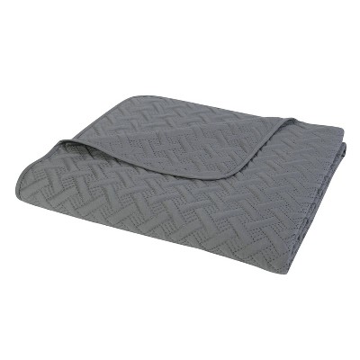 Gray King Reversible Microfiber Basketweave Quilt Set