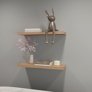 FONTOI 2PCS Storage Shelf Wall Mounted, Floating Shelf for Living Room Bathroom, Home Decor, Oak, 31.5"*1.5"*9.8" - 1 of 4