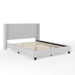 Martha Stewart Queen Kay Upholstered Platform Bed Gray/Black - 1 of 4