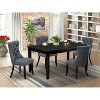 5-Piece Black Finish Solid Wood Top-Rectangular Upholstered Dining Room Set-Seats 4 - 2 of 4