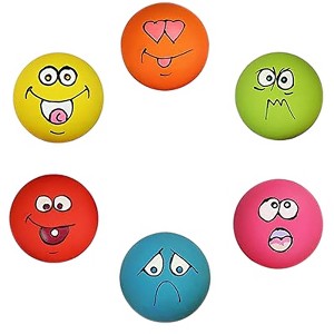 Itopfox Smile Face Squeaky Dog Toys, Soft Latex Squeak Balls for Small Dogs & Puppies, Fun Chew Toy Set of 6, Non-Toxic & Easy to Clean - 1 of 4