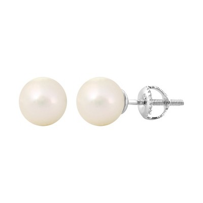 Chanteur Hypoallergenic Kids Jewelry Accessories Pearl White Gold Palladium Plating Stud Earrings Jewelry Surgical Titanium Posts