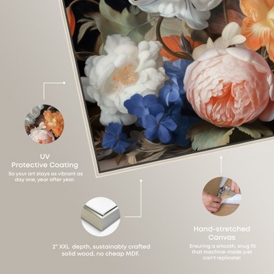 Elegant Floral Canvas Wall Art with Silver Frame, 30" x 20"