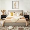Lycvki 2 Set Nightstands with Grille Striped Doors and Metal Legs - 2 of 4