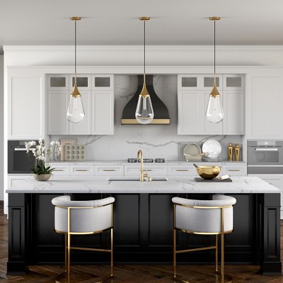 Brass and Clear Glass Teardrop Pendant Light