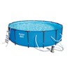Bestway 56687E Steel Pro Max 15ft x 42in Outdoor Round Frame Above Ground Swimming Pool Set with 1000 GPH Filter Pump, & Ladder, Blue w/ Cleaning Kit - image 2 of 4