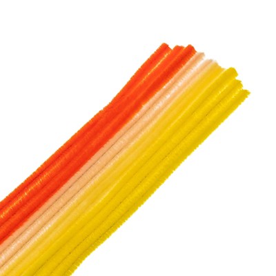 John Bead Fluffy Pipe Cleaners Chenille Stems for Art School Craft Supplies, 12in x 6mm Sunset Mix 100 Pieces