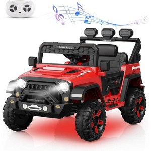 12V Kids Ride-On Truck with Parent Remote Control, Battery-Powered Electric Car for Toddlers, LED & Bluetooth Features, 3 Speeds - 1 of 4