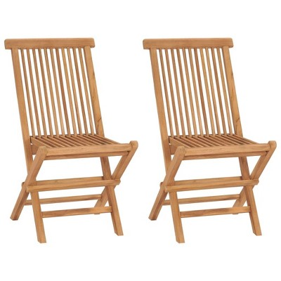 vidaXL Solid Teak Wood Folding Patio Chairs - Set of 2 - Easy to Store and Maintain
