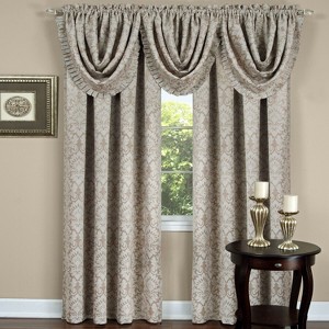 Kate Aurora 5 Pc. Damask Thermal Blackout Rod Pocket Window Curtains & Valances Set - 1 of 3