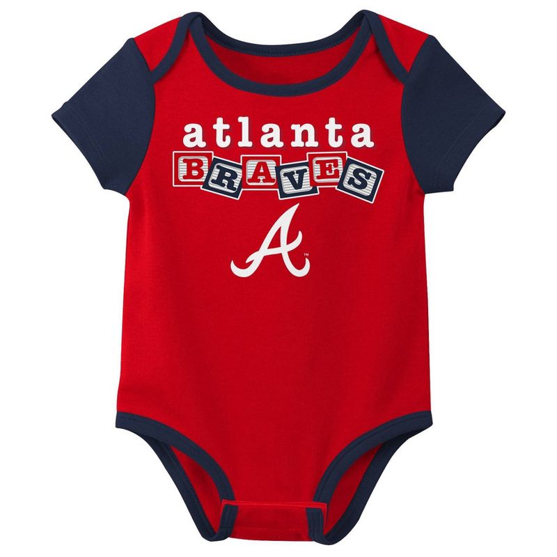 MLB Atlanta Braves Baby Boys' Pinstripe 3pk Bodysuit, 2 of 5