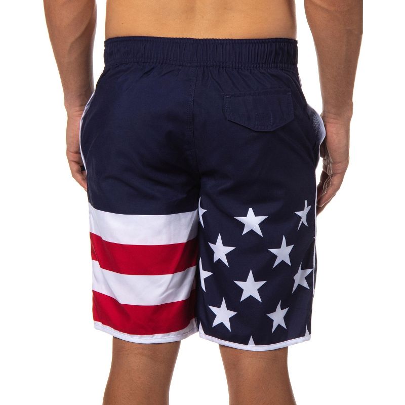 USA Men's Patriotic Red White Blue American Flag Swim Trunks Board Shorts, 3 of 7