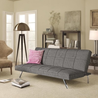 SKRAN futon sofa bed with metal frame,stainless leg for small space Living Room, Bedroom Office,Gray