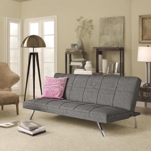 SKRAN futon sofa bed with metal frame,stainless leg for small space Living Room, Bedroom Office,Gray - 1 of 4