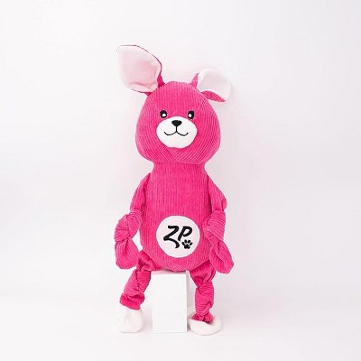 ZippyPaws Corduroy Cuddlerz, Squeaky Plush Dog Toy with Soft Filling, Interactive Dog Toy Gives Hugs - Pink Bunny