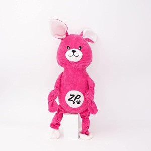 ZippyPaws Corduroy Cuddlerz, Squeaky Plush Dog Toy with Soft Filling, Interactive Dog Toy Gives Hugs - Pink Bunny - 1 of 1