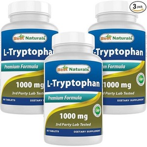 3 Pack Best Naturals L-Tryptophan 1000 mg 60 Tablets - 1 of 4
