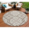 Taupe Brown And Ivory Geometric Washable Indoor Outdoor Area Rug - 2 of 4