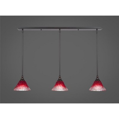 Toltec Lighting Any 3 - Light Chandelier in  Dark Granite with 7" Raspberry Crystal Shade