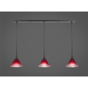 Toltec Lighting Any 3 - Light Chandelier in  Dark Granite with 7" Raspberry Crystal Shade - 1 of 1